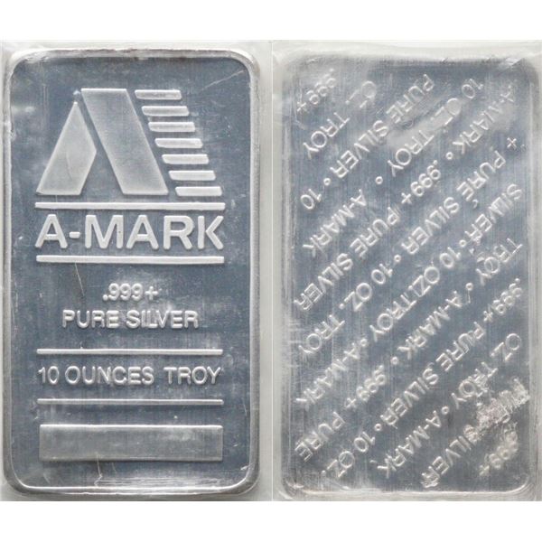 Silver Bar; 10 OZ Silver Bar .999 Fine Silver - A-Mark - Tax exempt