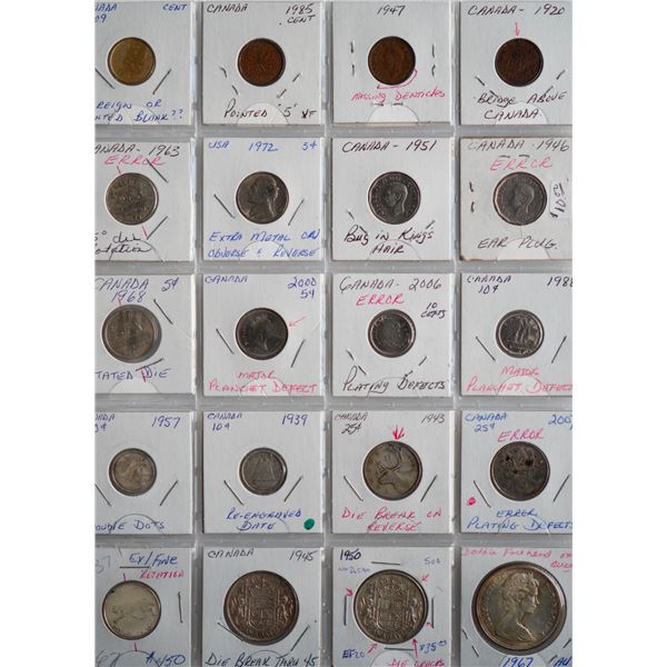 Variety Coin lot; Group of 20 interesting coins with various varieties and or errors.  A "cool" lot.