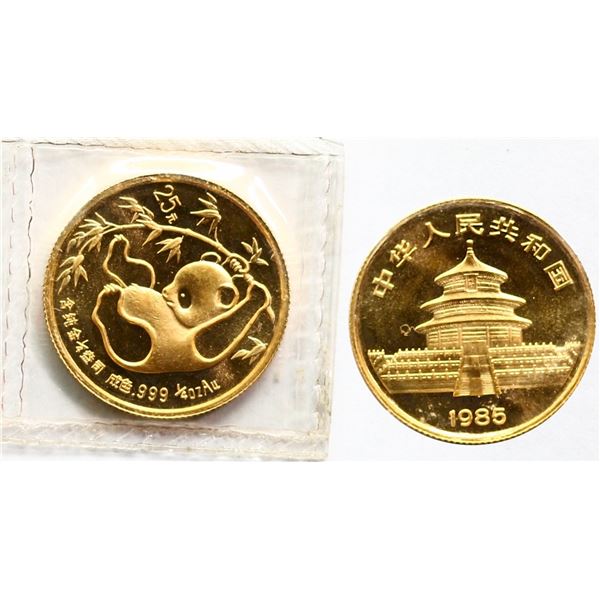 China; 1985 - 1/4 .999 pure Gold.