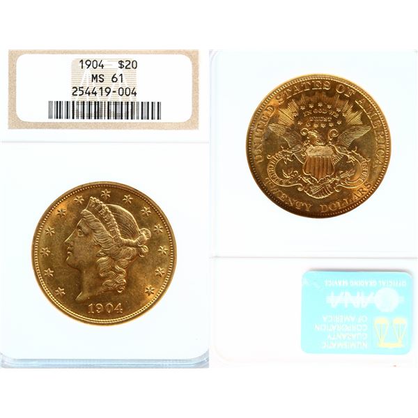 USA; 1904 $20 NGC MS61
