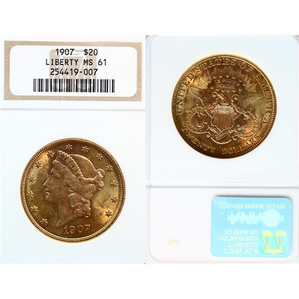 USA; 1907 $20 NGC MS61