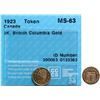 Image 1 : British Columbia Gold; 1923 9kt Gold, CCCS MS63.