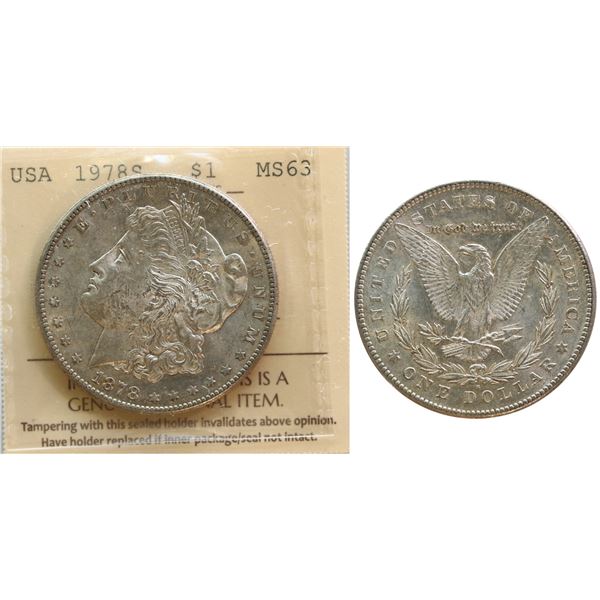 USA; 1878-S $1 ICCS MS63