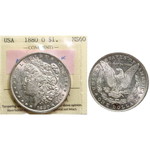 USA; 1880-O $1 ICCS MS60