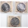 Image 1 : USA; 1880-S, 1881-S, 1881-O Lot of 3 coins ICCS MS63 to MS64.