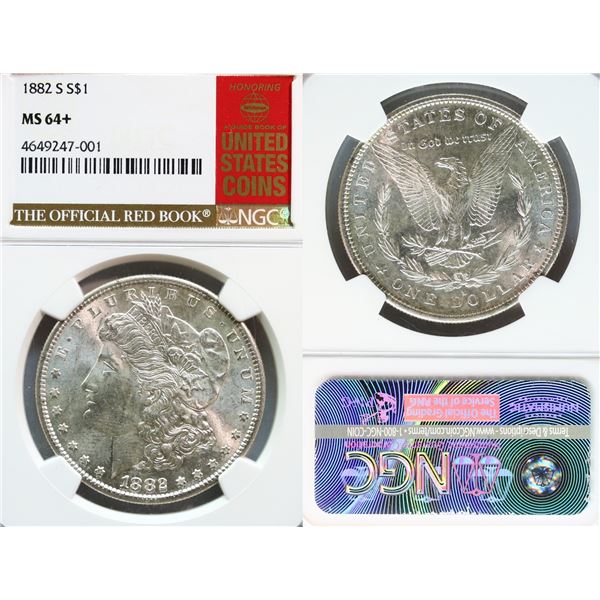 USA; 1882S $1 NGC MS64+