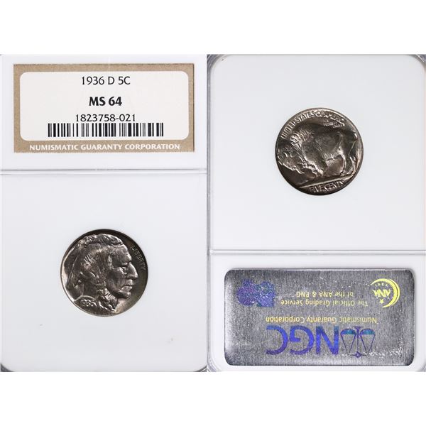 USA; 1936-D 5¢ NGC MS64