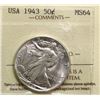Image 2 : USA; 1943 50¢ ICCS MS64