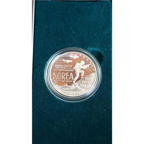 USA; 1991-P 41 Silver Dollar Proof - Housed in original green velvet case.