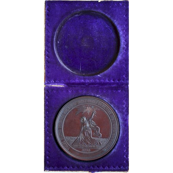 USA; 1876 US MINT CENTENNIAL MEDAL, Copper 58mm - Proof-Like.  Housed in original case