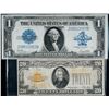 Image 1 : USA; 1923 $1 "Blue seal", 1928 $20 "Gold certificate" Both notes Fine to VF+.
