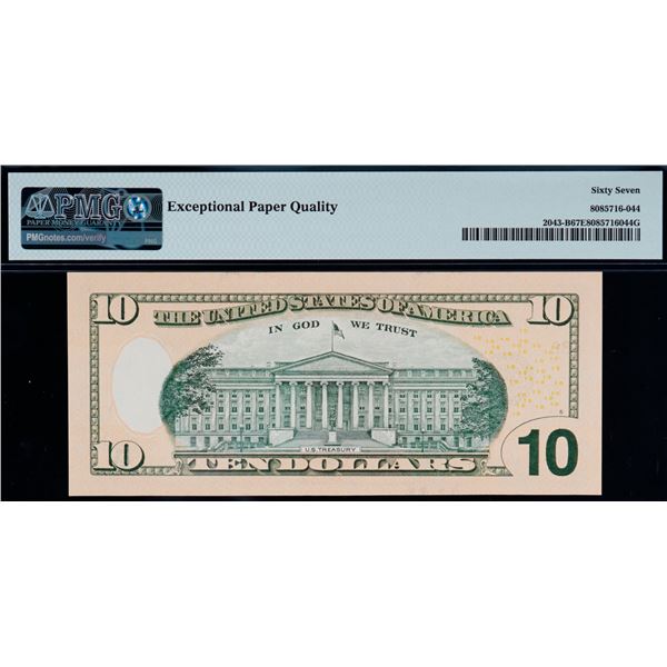 USA; 2017 $10 FR#2043-B #NB80219187A PMG UNC67