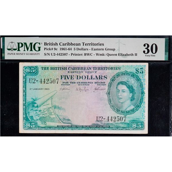 British Caribbean Territories 1961-64 $5 #U2-442507 Eastern Group Pick#9c PMG VF30