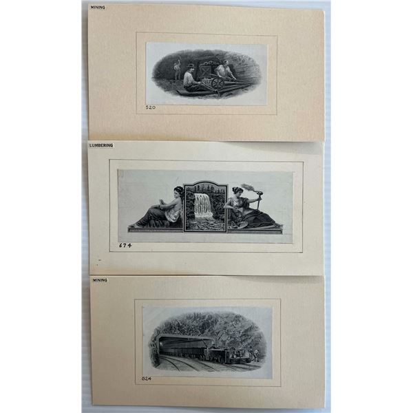 Vignettes;  Miscellaneous Dominion era vignettes w/Mining, Lumbering themes.  Lot of 3 issues.