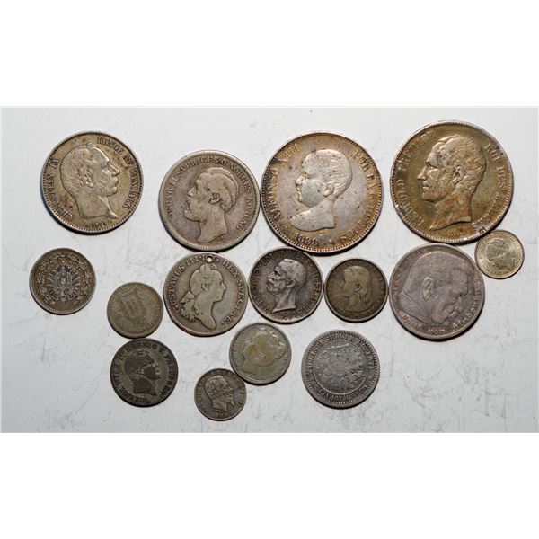 Europe; Miscellaneous - Lot of 15 silver coins - Minors to Crowns.  VG to Unc.