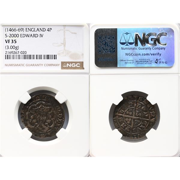 Great Britain; (1466-1469) 4P - NGC VF35. S-2000 - 3 Grams