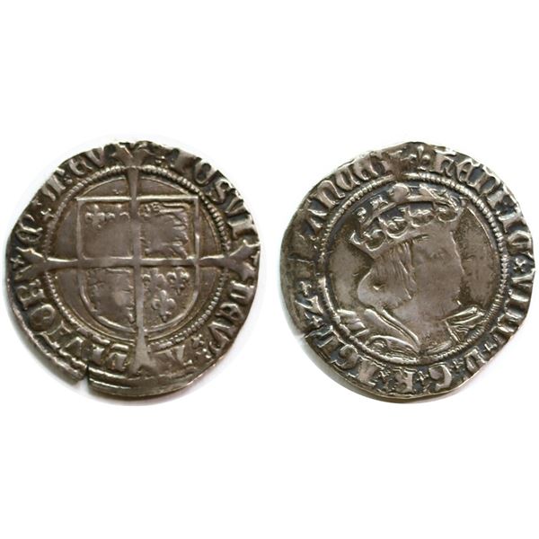 Great Britain; 1526-1544  Henry VIII,  Fleur de Lys, Tower Mint  VF or better.  Marks
