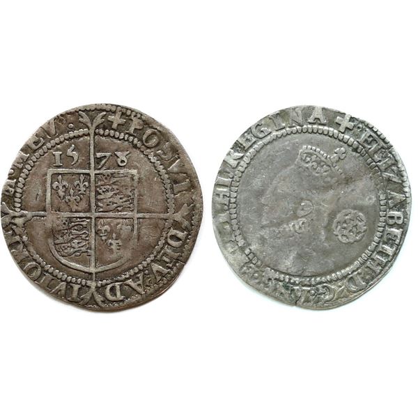Great Britain; 1578 Shilling - Queen Elizabeth F-VF