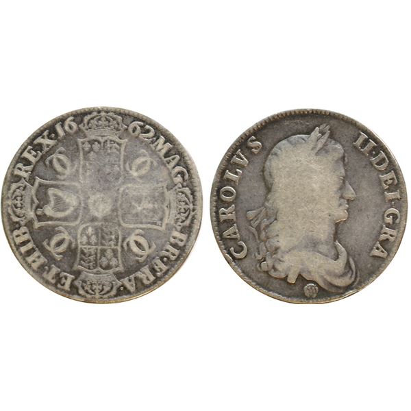 Great Britain; 1662 Crown - Charles II, VG-Fine or better.