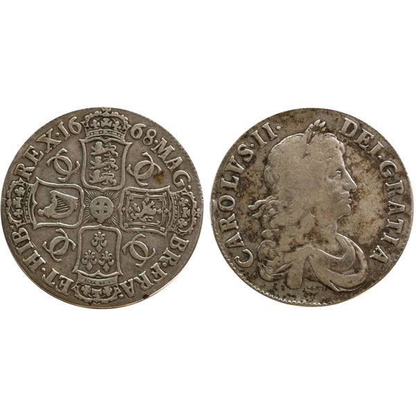 Great Britain; 1668 Crown -  F or better