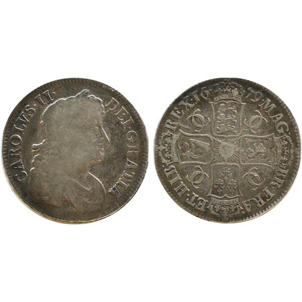 Great Britain; 1679 Crown - Charles II, Fine or better.