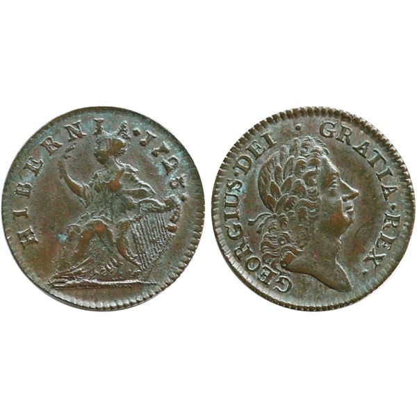 Great Britain; 1723 -3/2, 1/2 Penny "Woods Hibernia"   Nice EF or better.