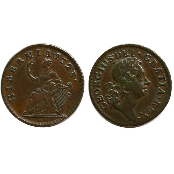 Great Britain; 1723 Farthing "Woods Hibernia" DEI GRATIA.  Nice VF-EF or better.
