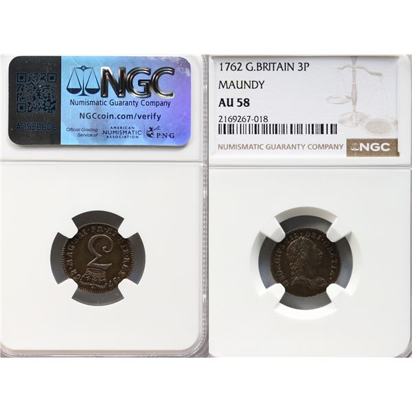 Great Britain; 1762 3P Maundy NGC AU58