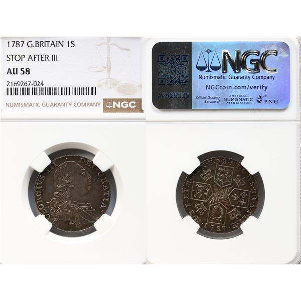 Great Britain; 1787 1S Stop after III NGC AU68