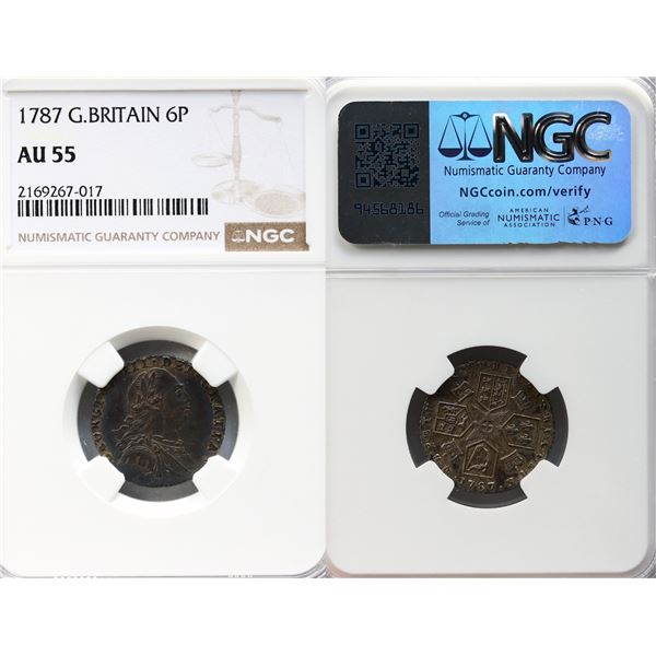 Great Britain; 1787 6P NGC AU55