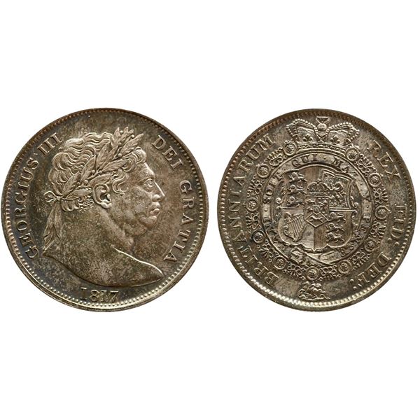Great Britain; 1817 1/2 Crown  EF-AU or better