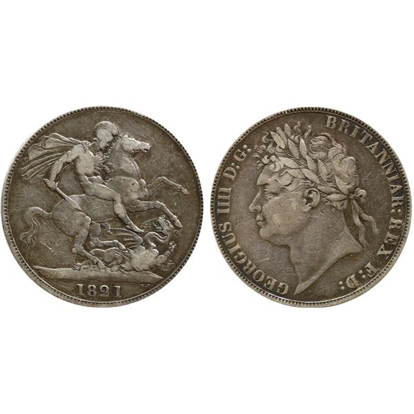 Great Britain; 1821 Crown - Secundo on edge F-VF or better
