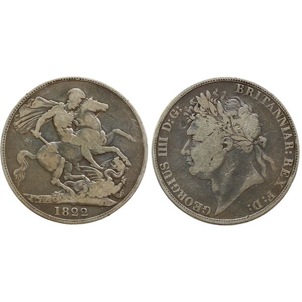 Great Britain; 1822 Crown - Tertio on edge Fine or better.