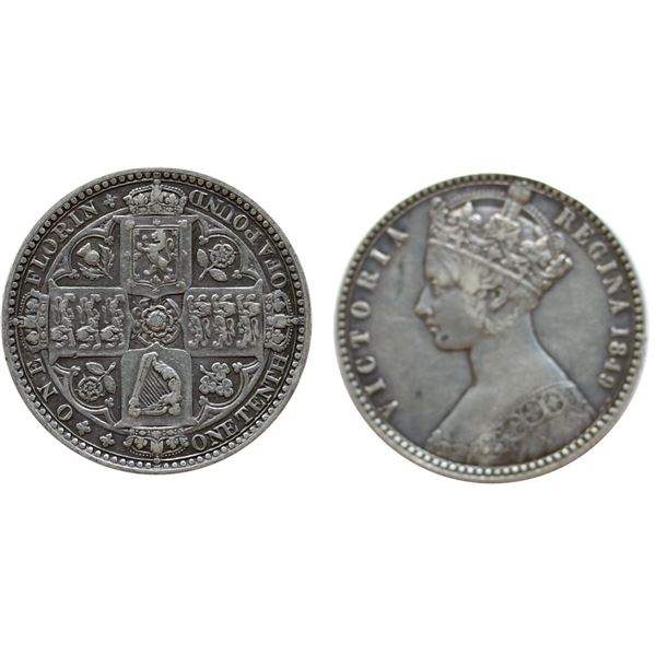 Great Britain; 1849 Florin KM#745 VF-EF