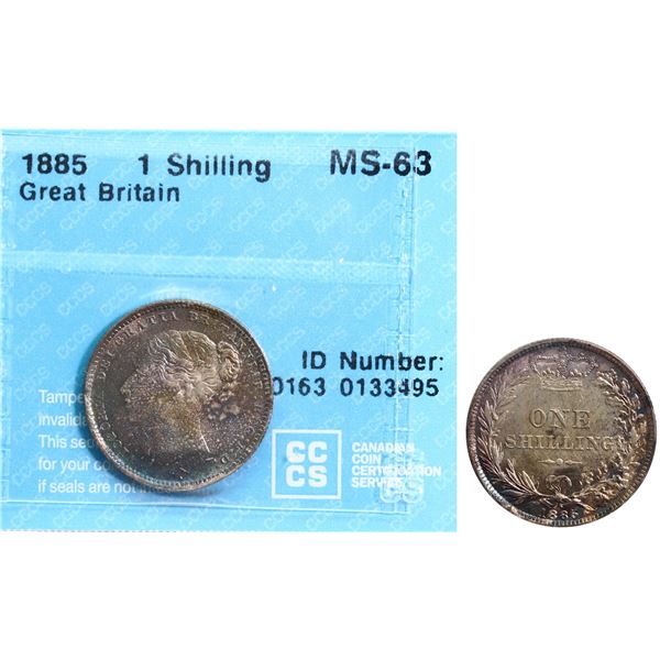 Great Britain; 1885 1 Shilling CCCS MS63 Attractively toned.