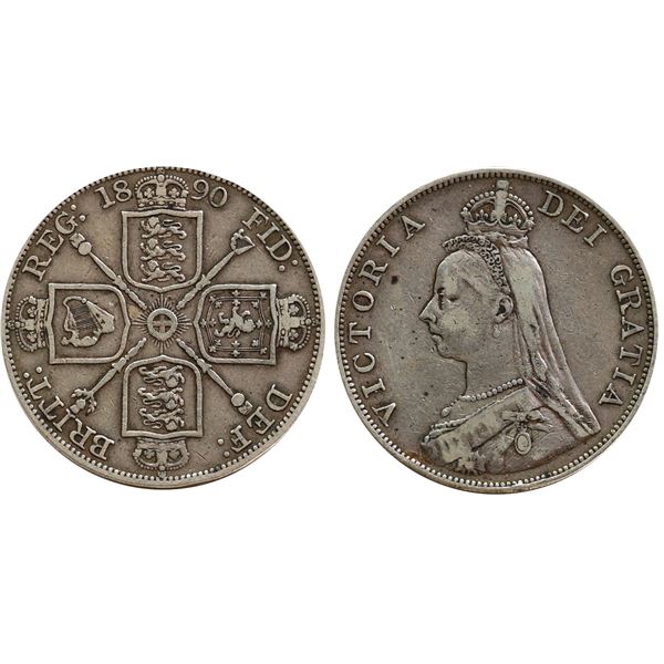 Great Britain; 1890 Double Florin -  F-VF or better