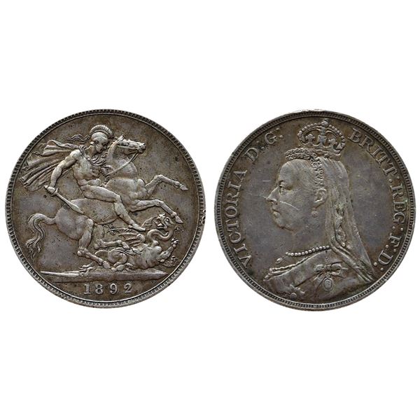 Great Britain; 1892 Crown KM#765 EF light graffiti.