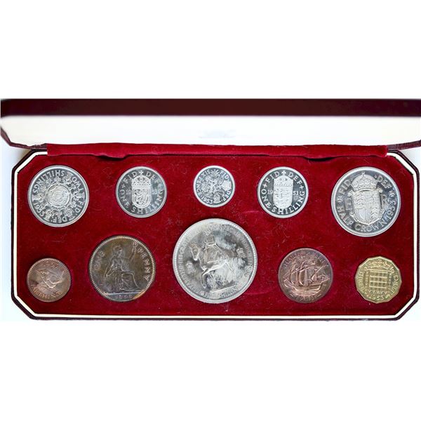 Great Britain; 1953 Proof Set in original case.  Toned coppers.
