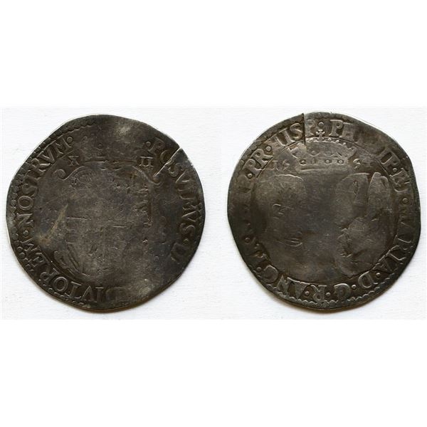 Great Britain; Phillip and Mary 1554 Silver Shilling (Hammered), 5.9 grams, Good+.  Scarce.