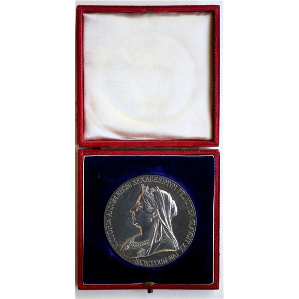 Great Britain; Queen Victoria 1897 Diamond Jubilee Medal  - Silver 56mm - Housed in original case.