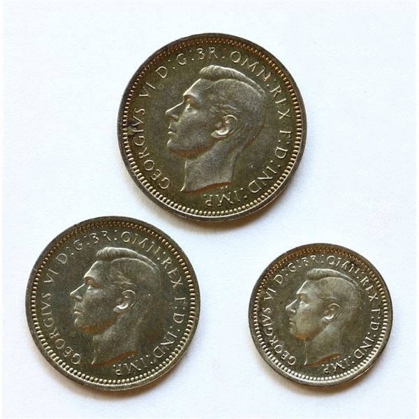 Great Britain; 1937 Maundy Money set housed in original red case. Missing 1P.