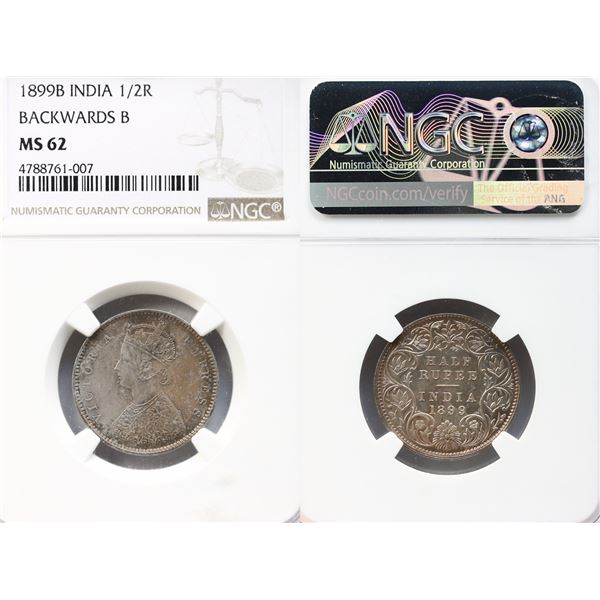 India; 1899 1/2R Backwards B NGC MS62