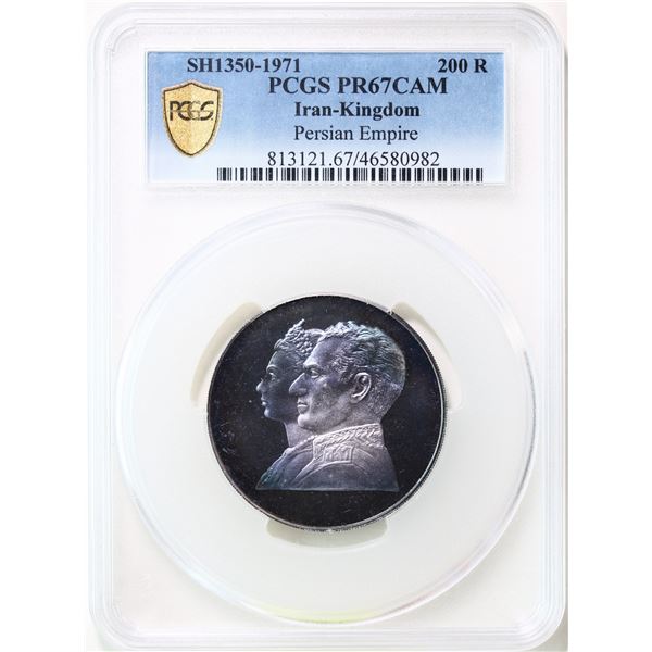 Iran-Kingdom; 1971 200 Rials - SH1350, Persian Empire PCGS PROOF-67 Cameo