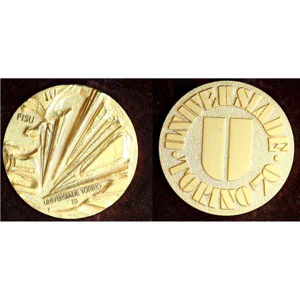 Italy; University of Torino, 1970 Student Games Medal, Bronze 58mm.  Housed in original case.