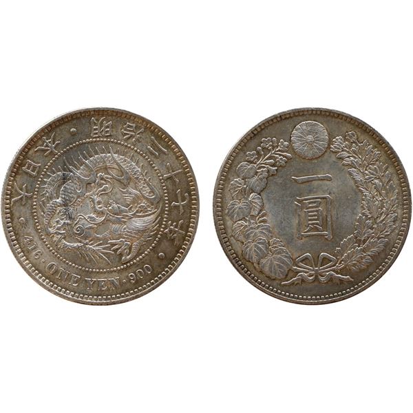 Japan; Year 27 (1894) Yen (YA25) AU or better.
