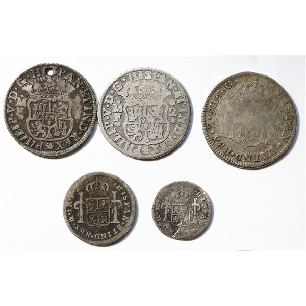 Mexico - Lot of 5 early silver coins
