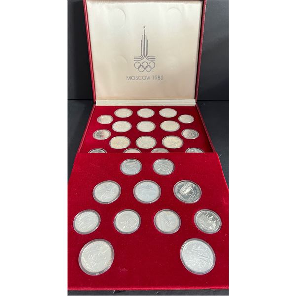 Russia; 1980 Moscow Olympic 28 Coin set housed in red leather case.