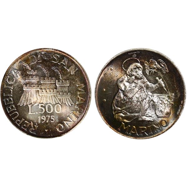 San Marino; 1975 500L PCGS MS68