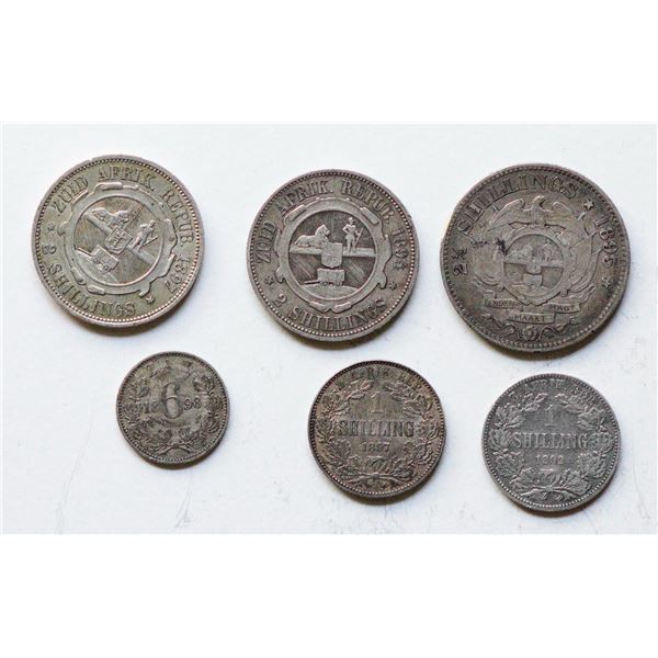 South Africa; Group of 6 silver coins.