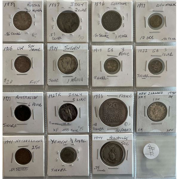 World Coins;  Russian, Italy, Germany, Denmark, UK, Sweden, Great Brittain, Australian, France, New 